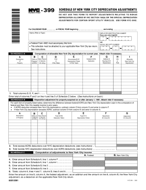 New York City Depreciation Adjustment Form NYC-399