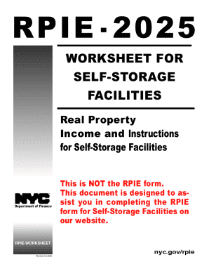 RPIE Worksheet for Self-Storage Facilities