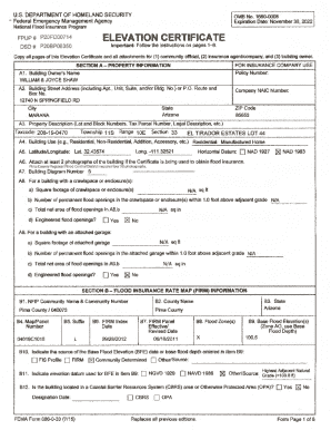 FEMA Elevation Certificate Form 086-0-33