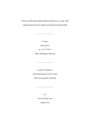 Dallas Theological Seminary Paper Template