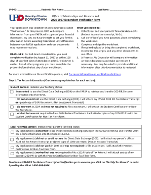 2026-2027 Dependent Verification Form