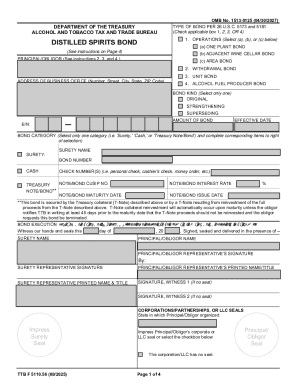 Distilled Spirits Bond Form 5110.56
