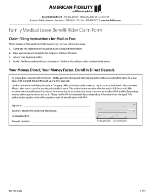Family Medical Leave Benefit Rider Claim Form