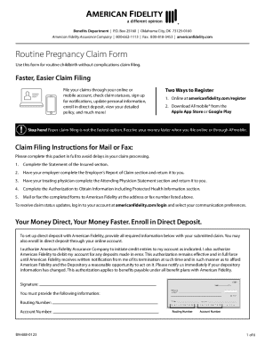 Routine Pregnancy Claim Form