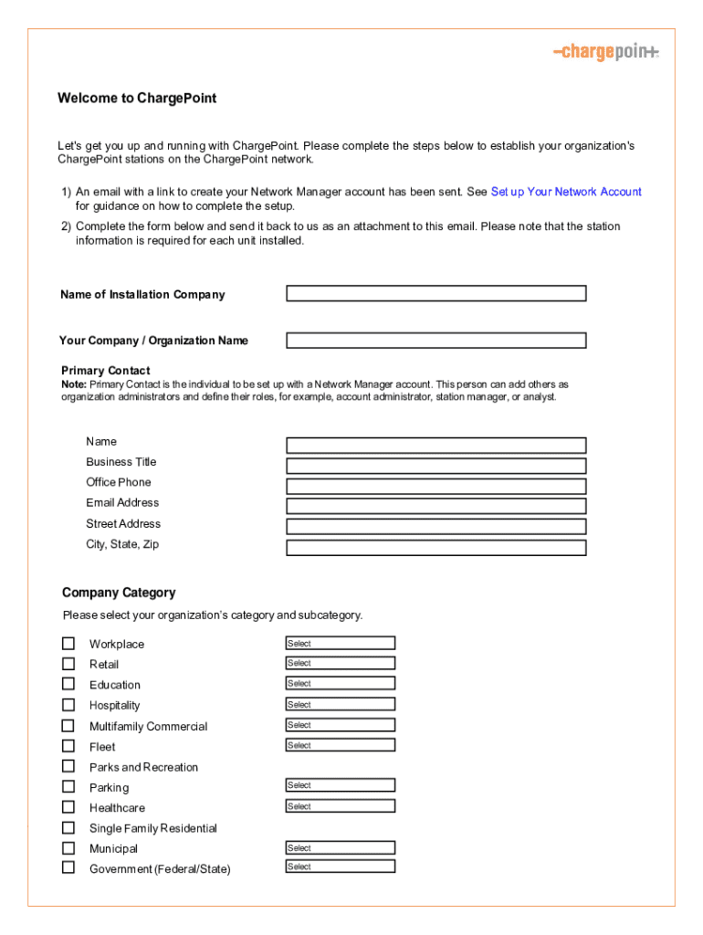ChargePoint Station Registration Form - Blank Fillable Template | Fill ...