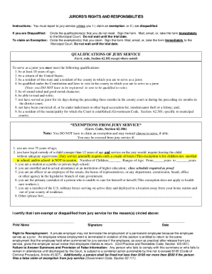 Juror Rights and Responsibilities Form