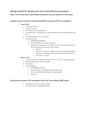 Gender Health Quality Care Form