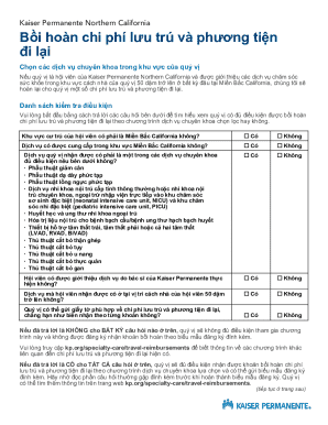 Kaiser Permanente Northern California Travel and Lodging Reimbursement Form