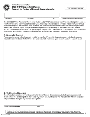 UH Hilo Independent Student Request for Review of Special Circumstances