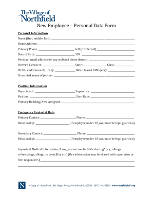 New Employee Personal Data Form