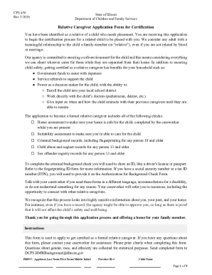 Relative Caregiver Application Form for Certification