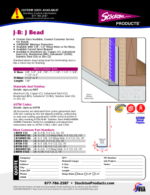 Stockton J-B Plaster Stop Casing Bead Order Form