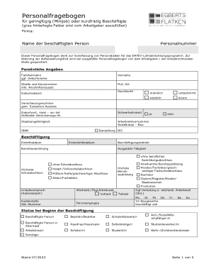 German Minijob Employment Form