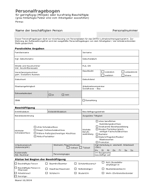 German Minijob Employment Form