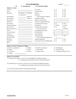 German Employment Form for Minijobs