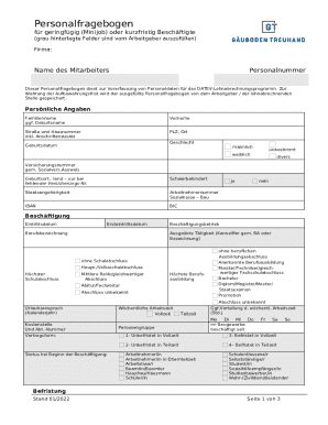 German Minijob Employment Form