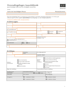 Personalfragebogen Auszubildende