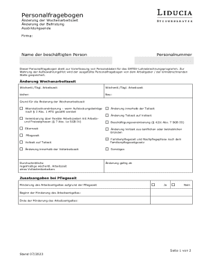Personalfragebogen for DATEV Lohnabrechnung