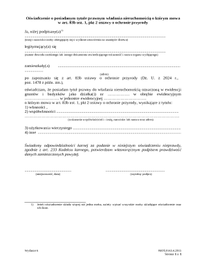 Oświadczenie o posiadanym tytule prawnym władania nieruchomością