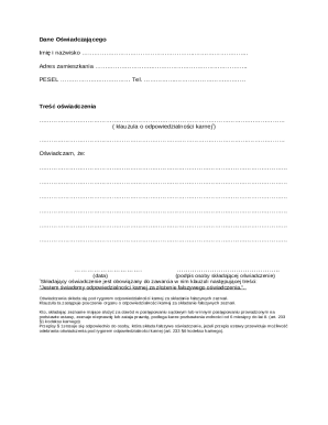 Polish Affidavit Form