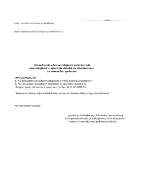 Polish Tax and Insurance Compliance Declaration