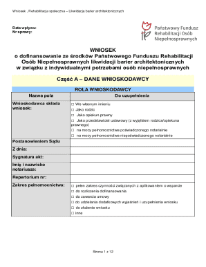 Poland Architectural Barrier Removal Grant Application