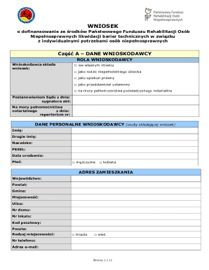 Polish Disability Funding Application Form