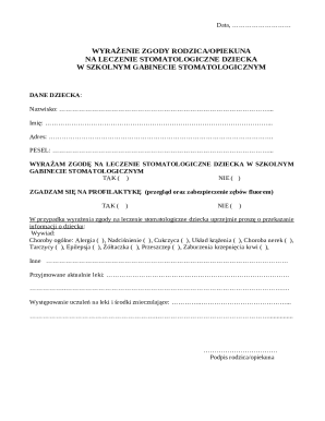 Parental Consent for Child Dental Treatment