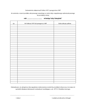 Polish Agricultural Fuel Tax Refund Form