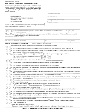 California Preliminary Change of Ownership Report