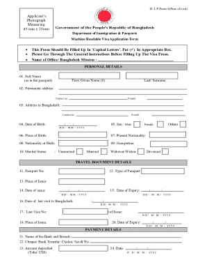 Bangladesh Visa Application Form