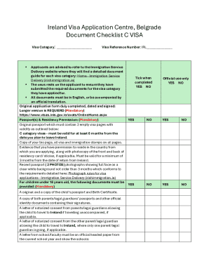 Ireland Visa Application Document Checklist