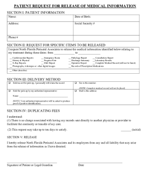 Patient Request for Release of Medical Information