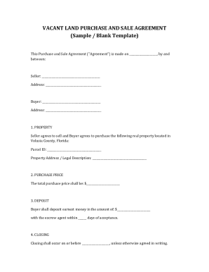 Vacant Land Purchase and Sale Agreement