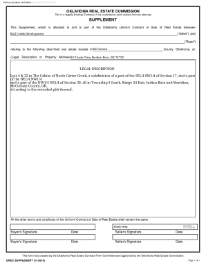 Oklahoma Real Estate Contract Supplement