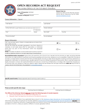 Oklahoma Open Records Act Request Form