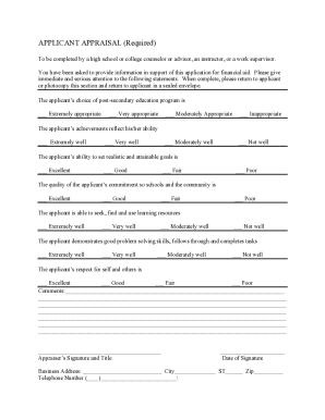 Applicant Appraisal Form