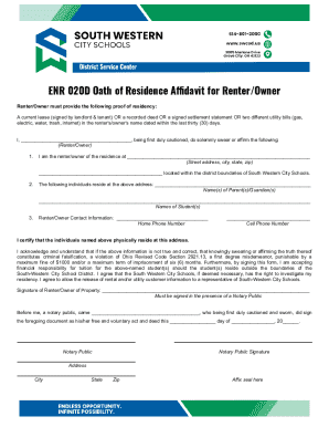 ENR 020D Oath of Residence Affidavit