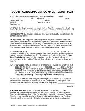 South Carolina Employment Contract