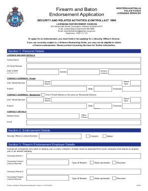 Firearm and Baton Endorsement Application