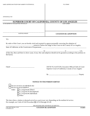 Adopting Parent Citation Re Adoption