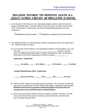 Virginia Real Estate Board Disclosure Statement