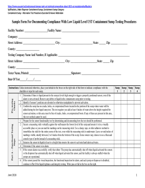 UST Containment Sump Testing Compliance Form