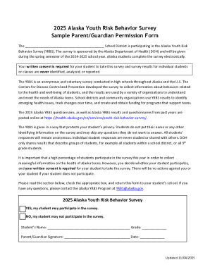 2025 Alaska Youth Risk Behavior Survey Permission Form