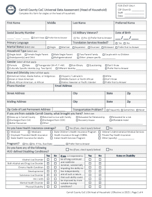 Carroll County CoC Universal Data Assessment