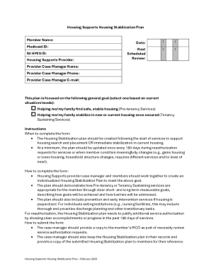 Housing Stabilization Plan
