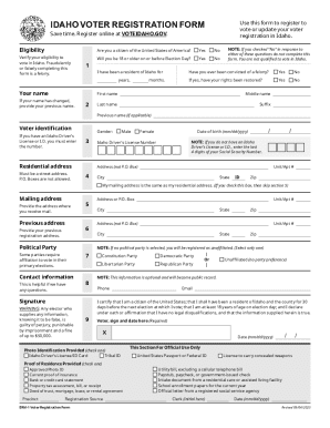 Idaho Voter Registration Form