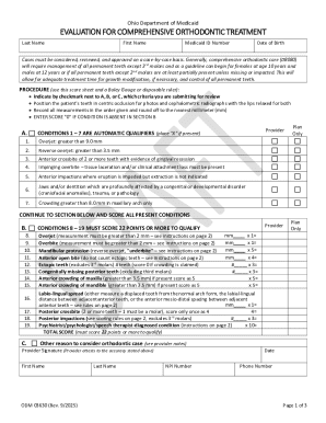 Ohio Medicaid Orthodontic Treatment Evaluation Form