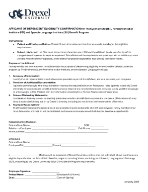 Affidavit of Dependent Eligibility Confirmation