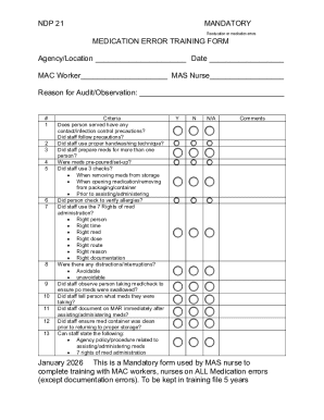 Medication Error Training Form